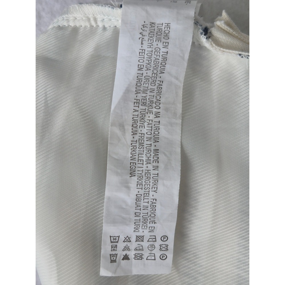 Zara Knit Skort Womens XS White Blue Striped Textured Wrap Shorts Skirt - Picture 7 of 7